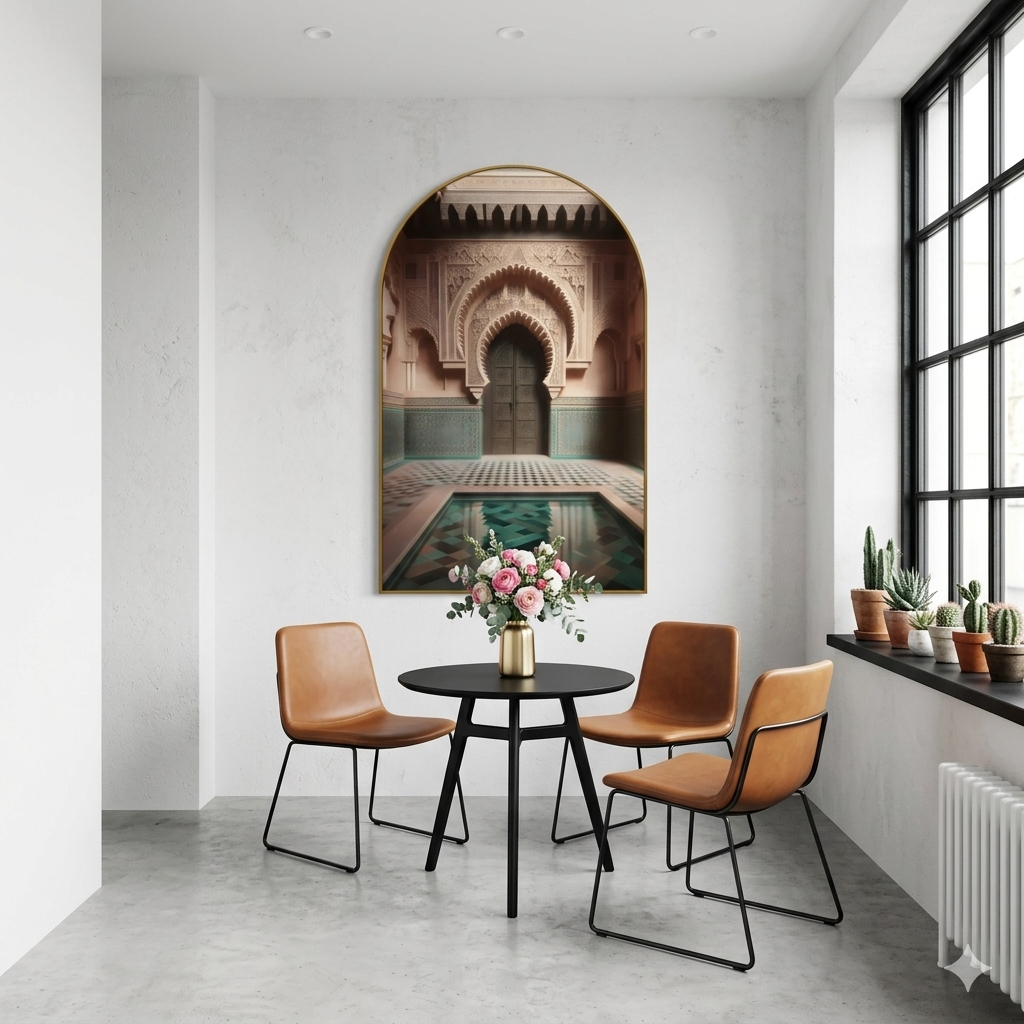 Tableau Riad Marocain Arqué – Décoration Murale Orientale