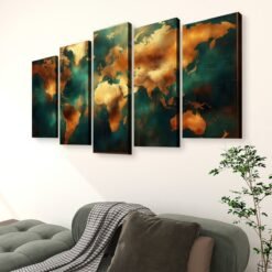 tableau carte du monde vintage salon coté