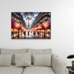 tableau paris tour effeil ancien sous la pluie salon