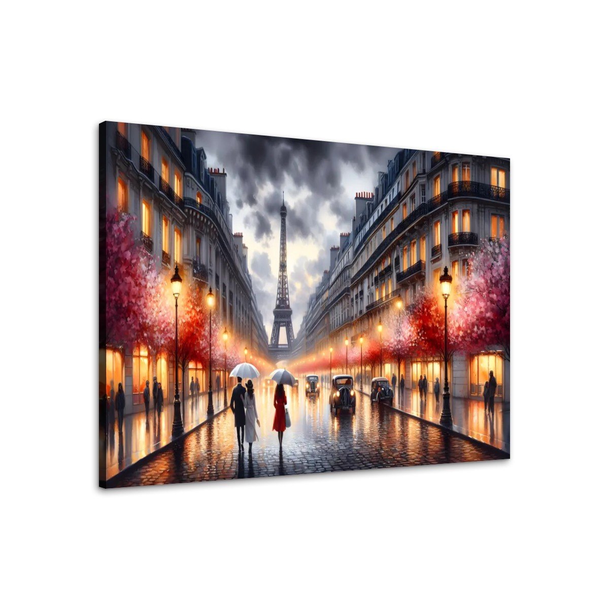 tableau paris ancien sous la pluie