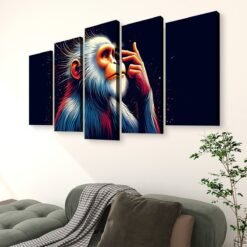 tableau singe artistique 5 toiles