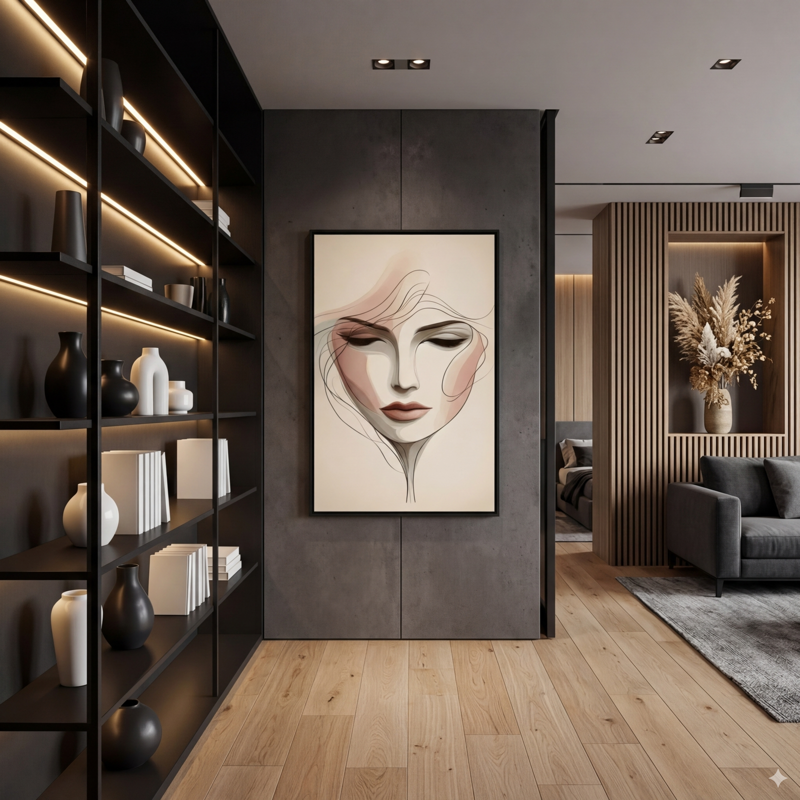 tableau visage minimaliste décoration moderne